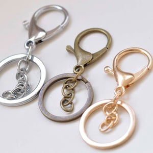 10 pcs Keychain Key Ring With Large Lobster Clasps Extension Chain Antique Bronze/Light Gold/Rhodium image 1