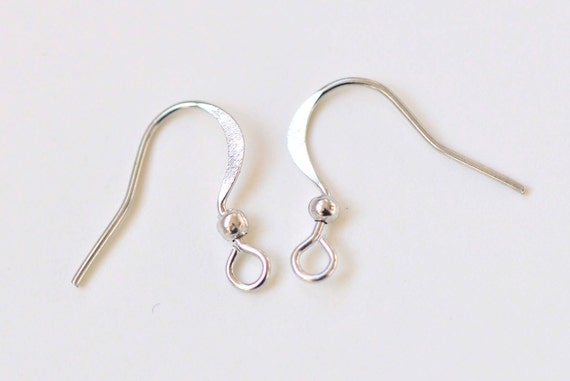 Silvery Gray Nickel Tone Earwire Flat Fish Ball End Hook Findings 16x18mm Set of 100 A4006
