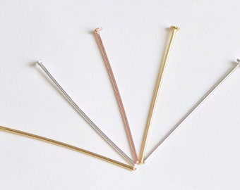 100 stks Flat Headpin Sieraden Maken Zilver/Platina/14K/18K Goud/Rose Goud 20mm/25mm/30mm/50mm