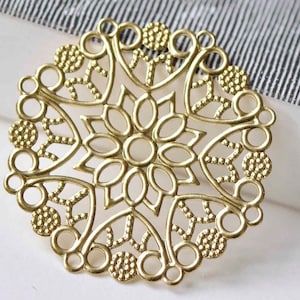 20 pcs Raw Brass Filigree Snowflake Flower Stamping Floral Embellishments 35mm A8967