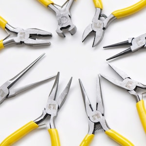 Round Flat Nose Wire-Cutter Jewelry Pliers Yellow Handle Tool for Wire Working