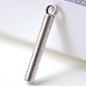 Antique Silver Plain Round Bar Charms Size 2x24mm Set of 20 A7984