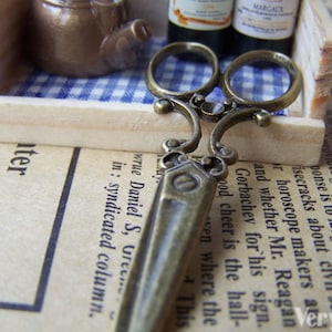 Victorian Scissors Pendants Antique Bronze Tailor Shears Charms  25x60mm Set of 10 A1398