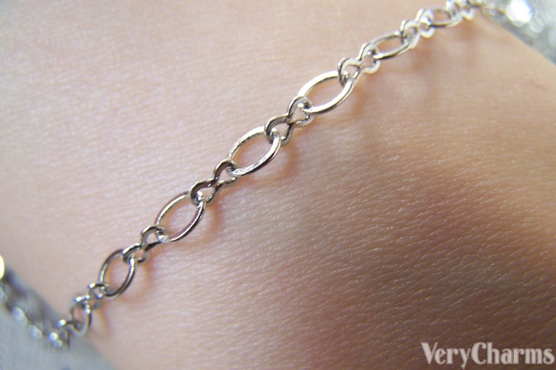 16ft (5m) White Gold Tone Brass Flat Figure 8 Infinity Chain Soldered Links A5403 image 5