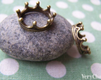 10 pcs Antique Bronze Princess Crown Ring Circle Charms 6x17mm A1450