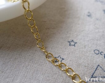 16ft (5m) of Gold Tone Extension Chain Curb Chain Link Size 3.2x5.5mm  A7002