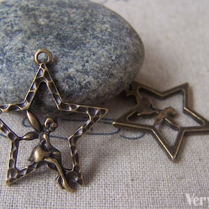 10 pcs of Antique Bronze Fairy Angel Star Charms 25x28mm A4556