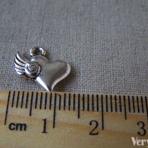 20 pcs of Antique Silver 3D Heart Wing Charms 14x14mm A5372 image 3