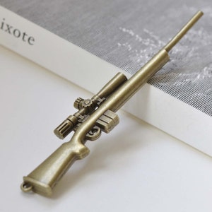 Large Sniper Gun Rifle Pendants Antique Bronze Weapon Charms  27x120mm Set of 2 A8450