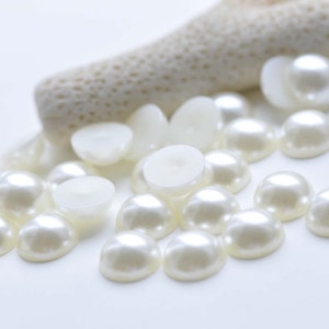 Demi-cabochon rond en résine, blanc nacré, dos plat, décoration de mariage, demi-cabochon 2 mm/3 mm/4 mm/5 mm/6 mm/7 mm/8 mm/10 mm/12 mm/14 mm/16 mm