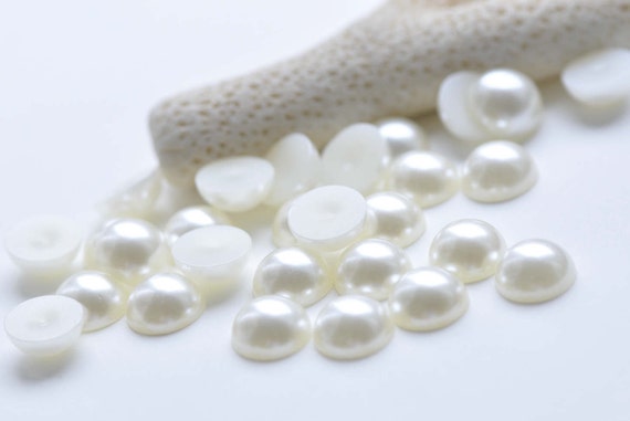 Flat Back Pearl Cabochon Half Round Cream Pearl Acrylic Plastic Wedding  Bead Bridal Bead, 4-30mm 12 size