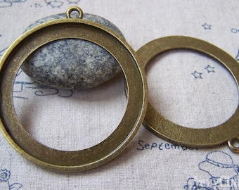 50mm Cabochon Pendant Tray Antique Bronze Round Base Settings Set of 6 A5744