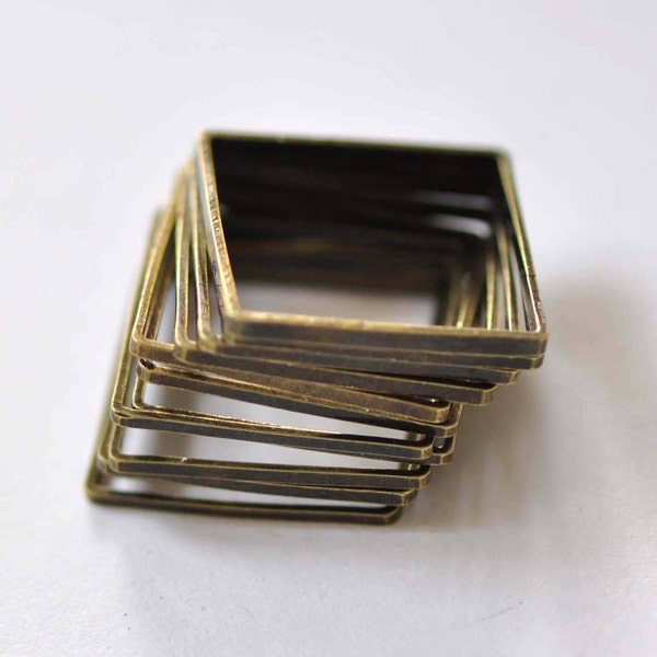 50 PCs carré anneaux bronze antique sans soudure cadre 14mm/16mm/20mm