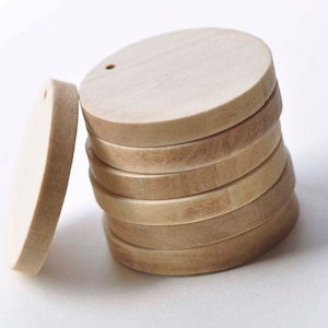 10 pcs Unfinished Round Wood Chips Pendants Beads Findings  35mm A3942