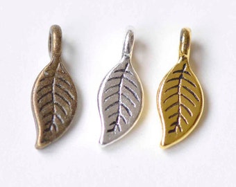 Antique Bronze/Silver/Gold Small Detailed Leaf Charms  Set of 30