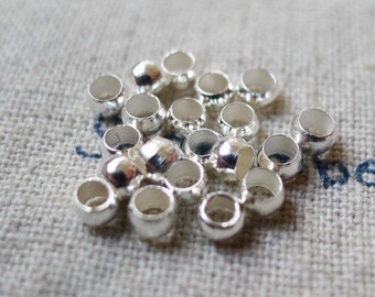 200 pcs of Silver Tone Brass Crimp Beads 3mm Jewelry Making Supply A5669