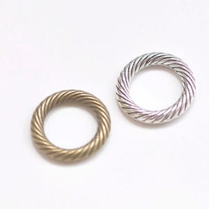 Antique Bronze/Silver Textured Coiled Ring Connectors 13mm