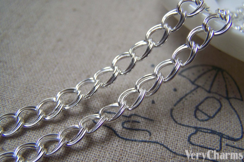 of Silver Plated Double Curb Chain 6mm A4735 16ft 5m