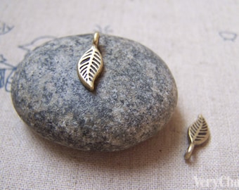 30 Stück Antik Bronze Kleine Detaillierte Blatt Charms 5x11mm A5208