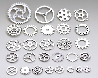 Bulk Gearwheel Charms Antique Silver Steampunk Watch Movements Mixed Style Set of 100 A8223