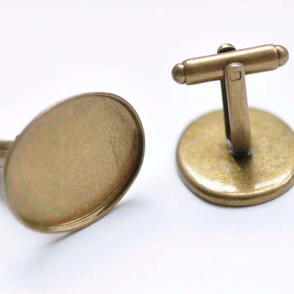 Antique Bronze Bezel Cufflinks Blanks Oval Cuff Links Match 18x25mm Cabochon Set of 10 A3281