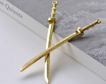 Collar Espada Samurái HELLOICE – Katana Chapada Oro 18k, 18/20 Pulgadas, Hipoalergénico, Con Caja De Regalo