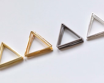 50 pcs Raw Brass/Gold/Antique Bronze/Silver Seamless Triangle Charmes 15mm/17mm/20mm/24mm/29mm