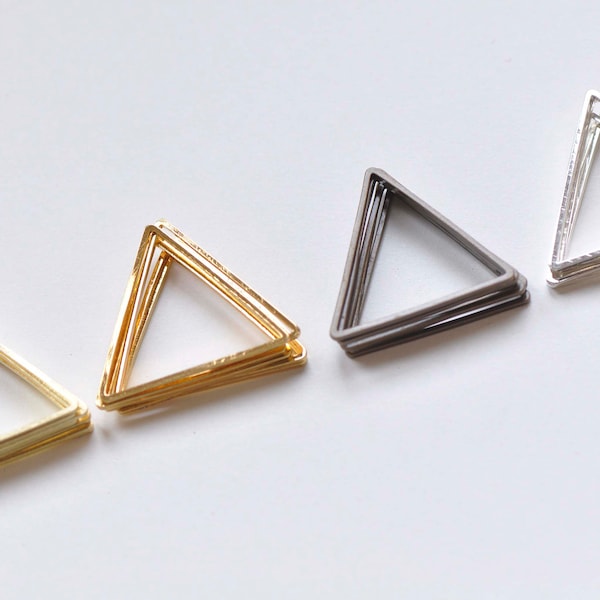 50 pcs Raw Brass/Gold/Antique Bronze/Silver Seamless Triangle Charmes 15mm/17mm/20mm/24mm/29mm