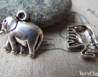 10 pcs Antique Silver Elephant Charms 19mm A1199