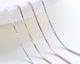Massiv Gelbgold 14K Box Link Italienische Kette 1 Mm/18 Zoll