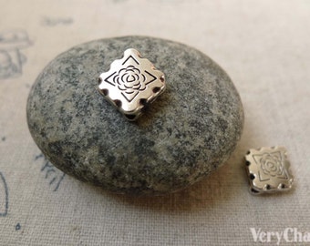 20 pcs Antique Silver Diamond Shape Rondelle Beads 11x12mm  A6228