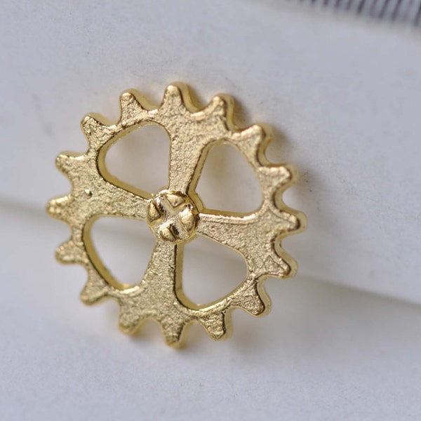 Gold Gears Charms Small Mechanical Watch Movement 14mm Set of 20 pcs A7947
