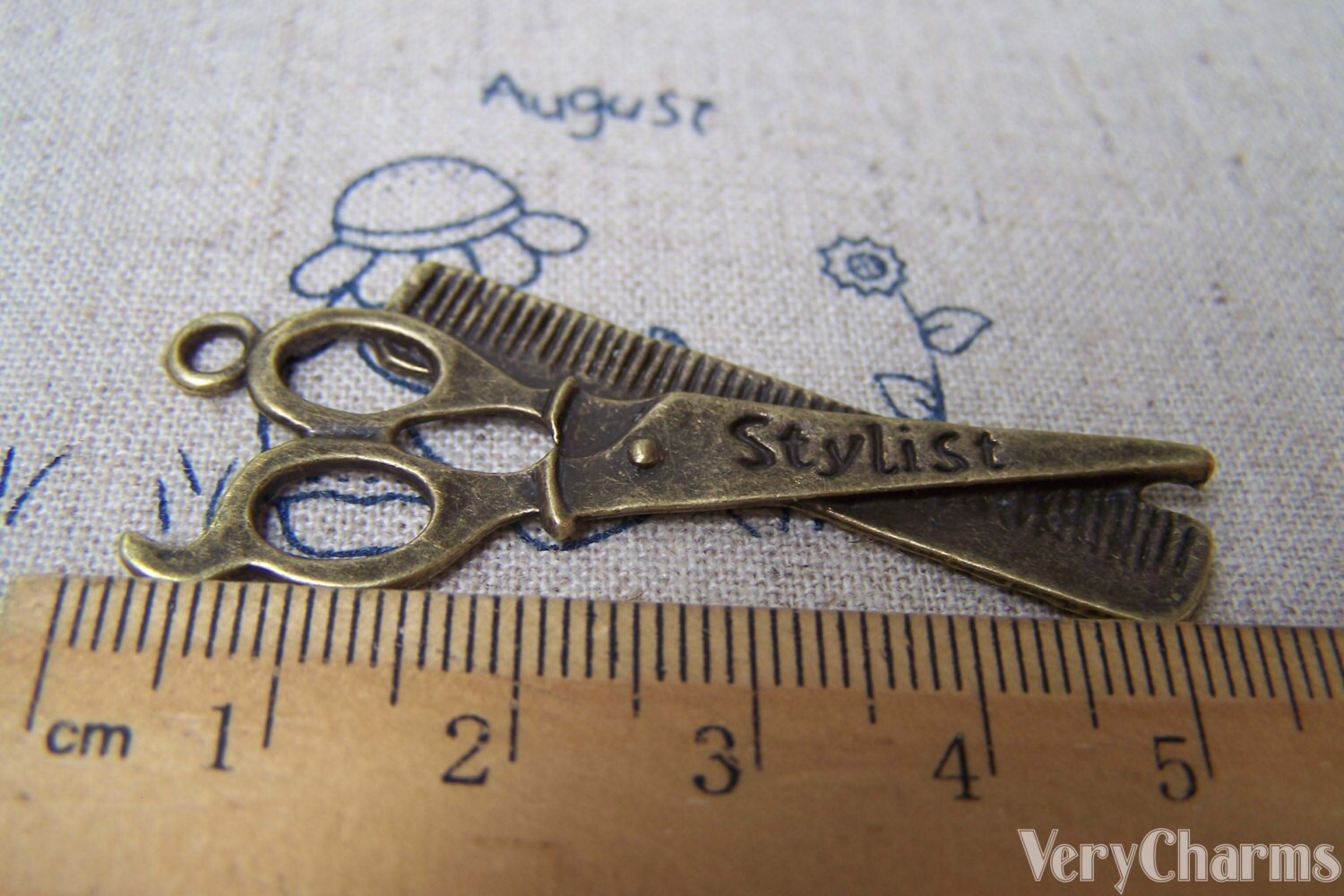 Barber Shop Stylist Scissors and Comb Charms Antique Bronze Etsy