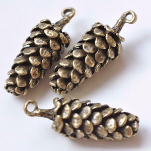 Antique Bronze 3D Large Pinecones Charm Pendants  15x41mm