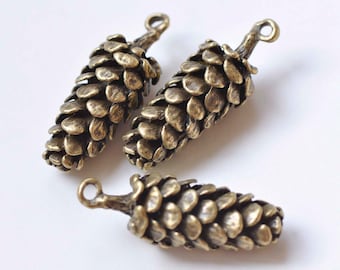 Antique Bronze 3D Large Pinecones Charm Pendants  15x41mm