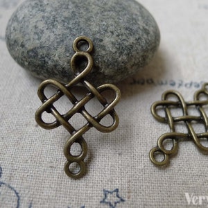 Fancy Celtic Knot Connector Antique Bronze Charms 18x31mm  Set of 20 A6102