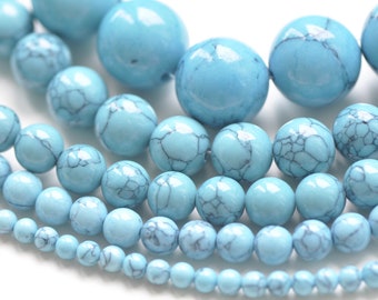 One Strand Magnesite Turquoise Round Gemstone Beads 4mm/6mm/8mm/10mm/16mm