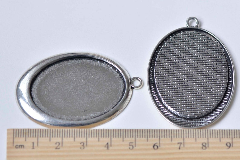 Antique BronzeAntique SilverGoldSilverBlack Pendant Tray Base Settings Match 30x40mm Cabochon Set of 6