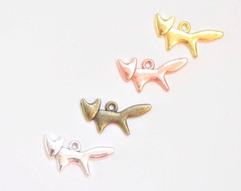 Antico bronzo / argento antico oro / oro rosa fox charms 10x20mm Set di 30