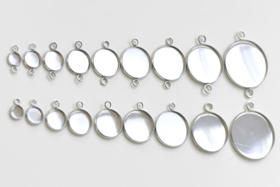 10 pezzi di basi per ciondoli in acciaio inossidabile, connettori compatibili con cabochon da 6 mm/8 mm/10 mm/12 mm/14 mm/16 mm/18 mm/20 mm/25 mm/30 mm - Italia