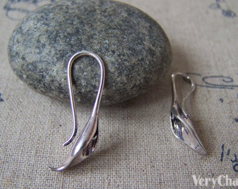 6 pcs Antique Silver Brass Calla Lily Flower Hook Earwire Charms 11x25mm  A3584