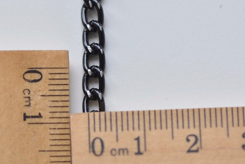 16.5 ft 5m E-Coating Black Aluminium Chunky Textured Curb Chain Handbag Strap Unsoldered Links 5x8mm A4087 image 3