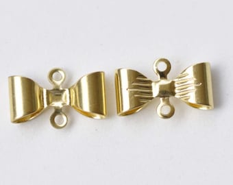 20 pcs of Raw Brass Bow Tie Knot Connectors 7x12mm A8569