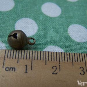 50 pcs Antique Bronze Jingle Bells Charms 8mm A3853 image 2