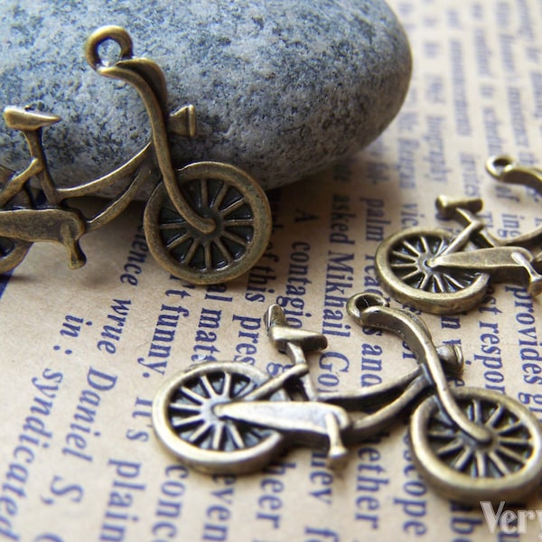 10 pcs of Antique Bronze Bike Bicycle Charms 18x25mm Double Sided A929