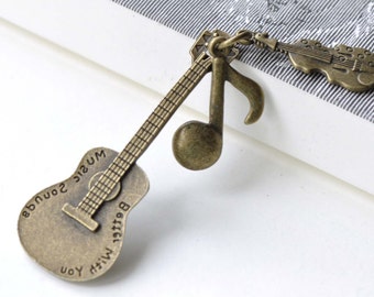 Bronce antiguo Nota Instrumento Instrumento Encantos Colgantes Kit Kit de 10 A7959