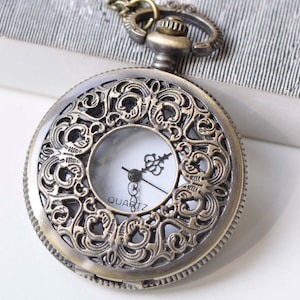 1 PC Antique Bronze Steampunk Round Pocket Watch 47mm A1378
