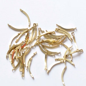 100 pcs Raw Brass Curved Connecting Rod Bar Link Jewelry Connector  13mm A3392