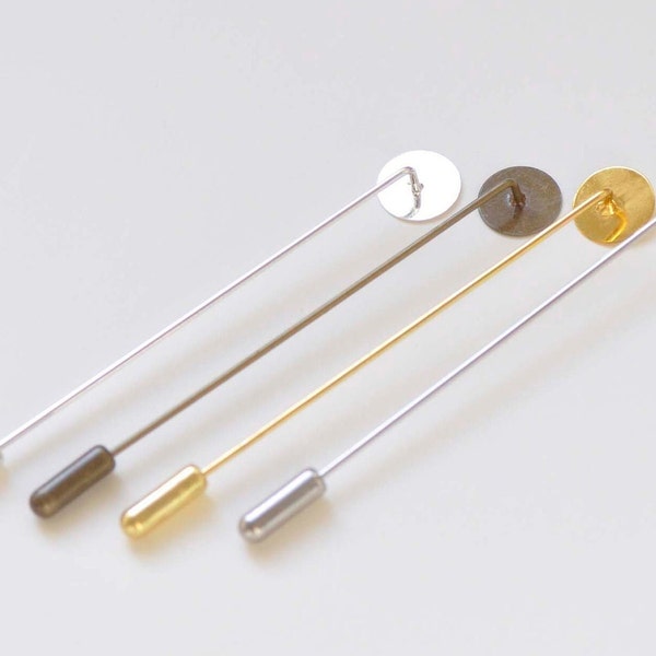 10 pcs Lapel Pin Stick Pin Clutch 65mm/93mm With 10mm Pad Antique Bronze/Silver/Platinum/Gold