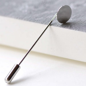 Stick Pin Lapel Pin Clutch Platinum Broach Blanks 10x45mm With 10mm Pad Set of 10 A8045